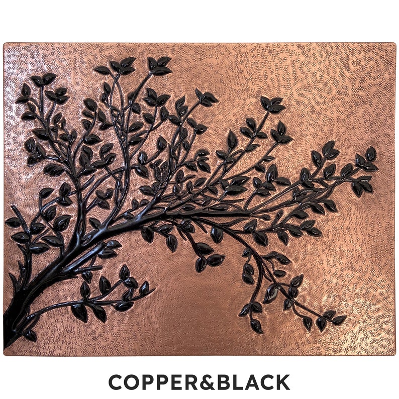 Tree Branches With Leaves Large Rectangular Copper Wall Art Etsy Canada
