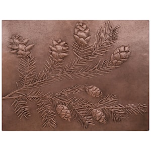 Hand Hammered Copper Spruce Branch Wall Art: Pine Cone Decor