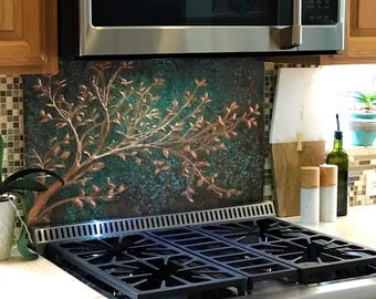 Natuross Copper Kitchen Backsplash – Tree Branches (Green Patina)