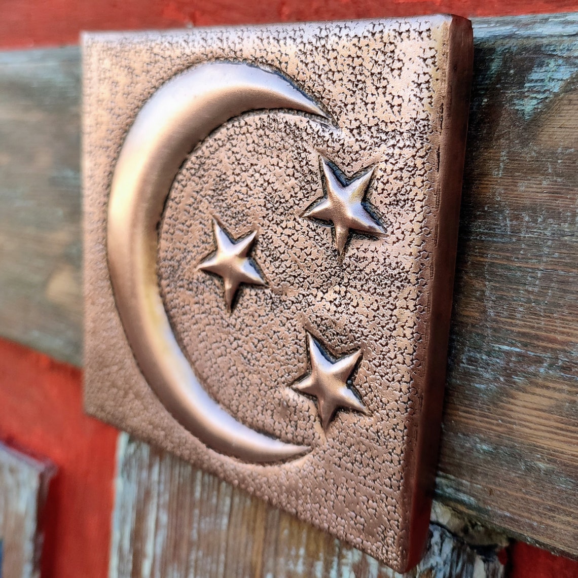 Moon and Stars Copper Tile Metal Wall Decor Metal Tiles Etsy