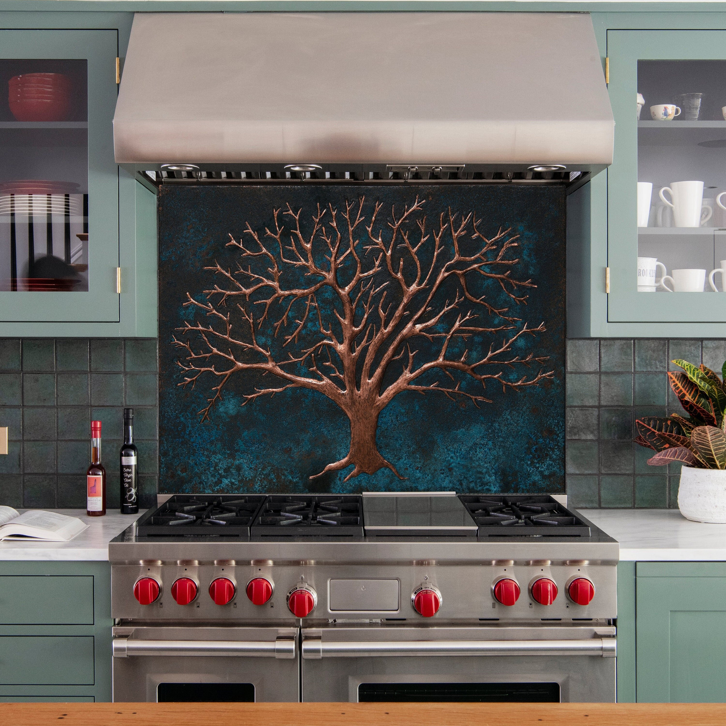 Tree of Life Copper Kitchen Backsplash for Indoor and Outdoor image