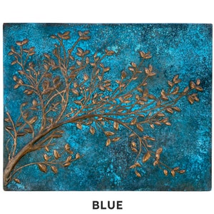Tree Branches With Leaves Large Rectangular Copper Wall Art, Tree Branches Copper Kitchen Backsplash Tile Mural, Handmade Copper Artwork image 9
