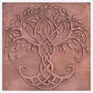 Handmade Copper Tree of Life Tile: Kitchen Backsplash or Fireplace Art