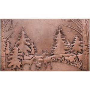 Handmade Copper Deer Family Metal Wall Art: Forest Scene Backsplash