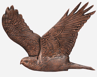 Hawk Wall Art, Hawk Bird Wall Decor, Copper Hawk Sculpture
