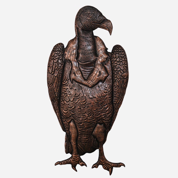 Vulture Copper Wall Art, Handcrafted Bird Sculpture, Rustic