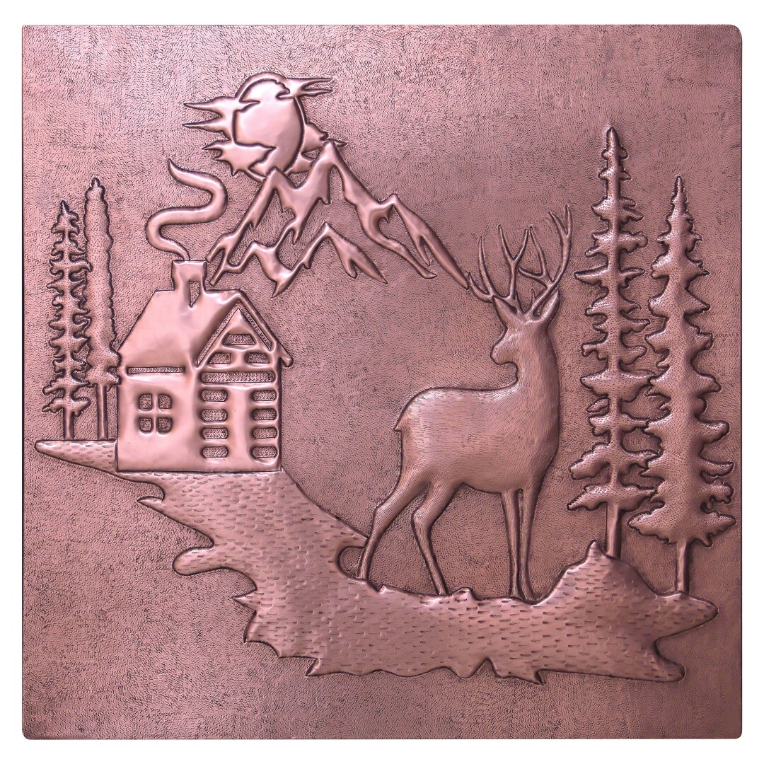 Deer and Cabin Metal Wall Art, Pine Tree and Mountain Kitchen