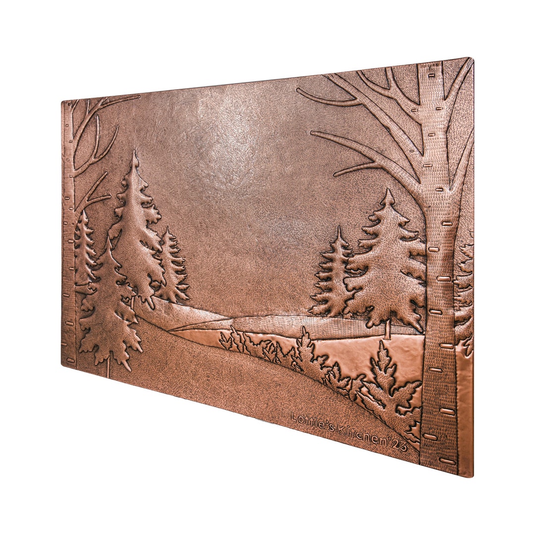Forest Scene With Oak and Birch Trees Copper Tile for Interior and ...