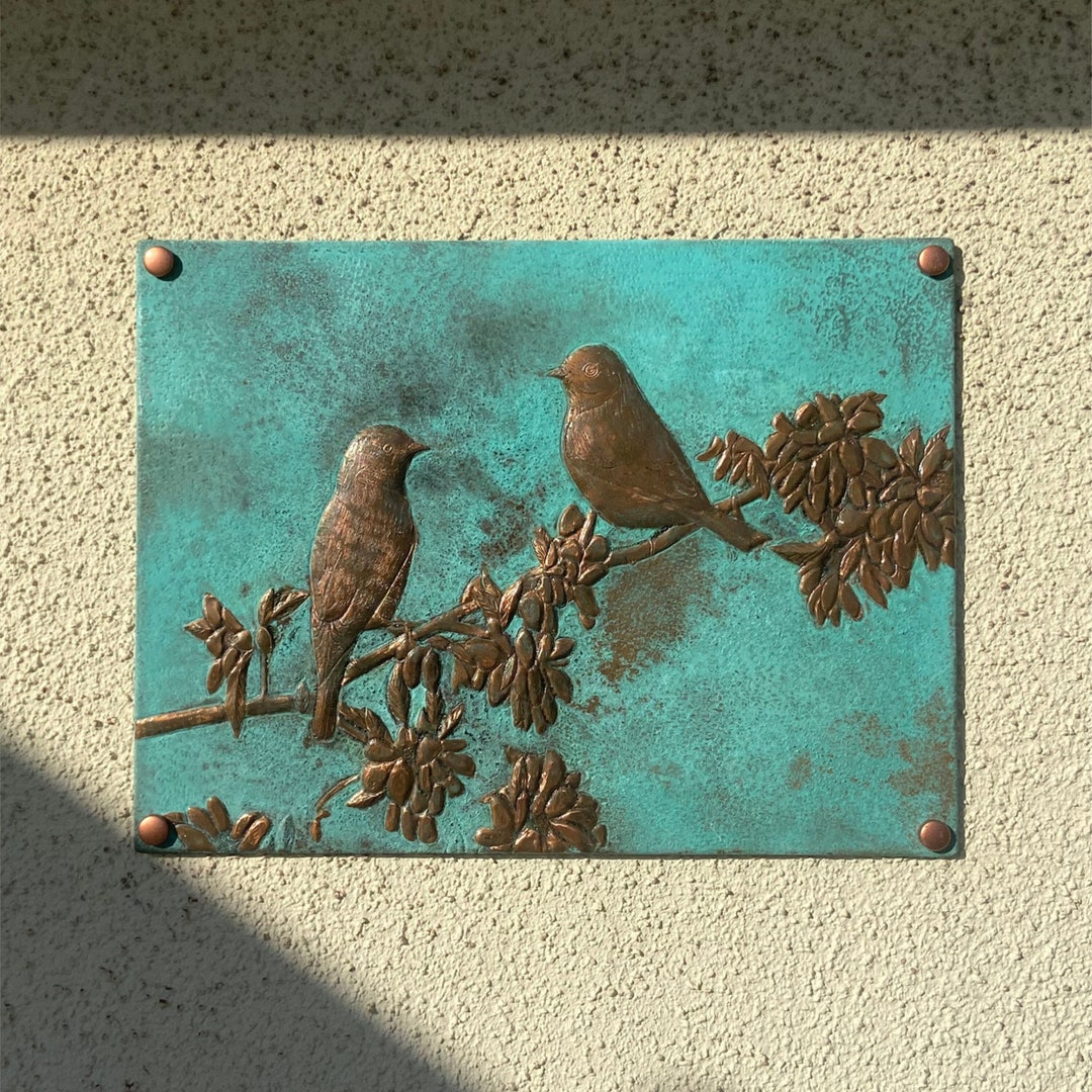 Birds on Tree Branch Wall Art, Kitchen Backsplash Tile, Metal Wall Art