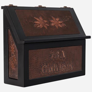 Wall Mounted Copper Mailbox, Copper Letterbox, Handmade Mailboxes for Outside, Wood and Copper Mailboxes, Hand-Hammered Mailbox