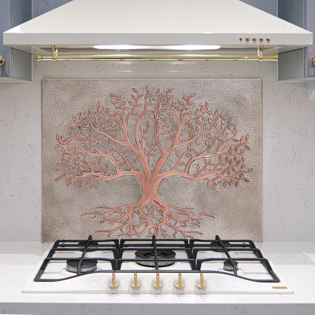 Tree of Life Copper Wall Art, Tree Mural Tile, Tree of Knowledge Indoor ...