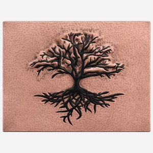 Handcrafted Copper Tree of Life Backsplash - Nature Inspired Kitchen Decor