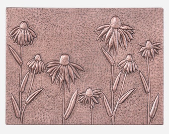 Countertop Backsplash - Rustic Daisy Handcrafted Floral Metal Wall Art - Botanical Kitchen Accent