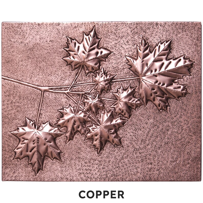 Maple Tree Branches Kitchen Backsplash, Handmade Art Tile for Kitchens, Decorative Copper Panel for Stove Behind Copper