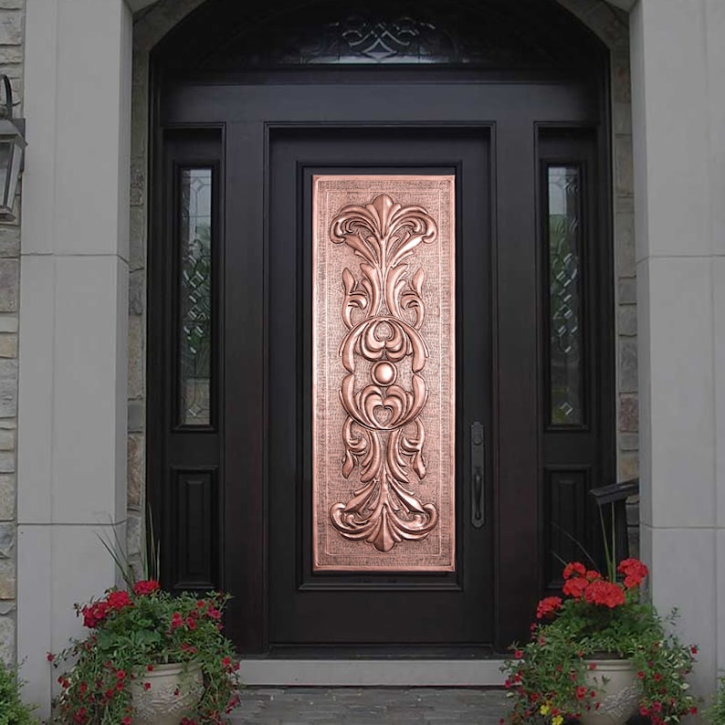 Decorative Door Cladding Panel, Copper Door Decor, Door Art, Front Door Decor, Interior Panel Door Art, Interior and Exterior Door Cladding image 1