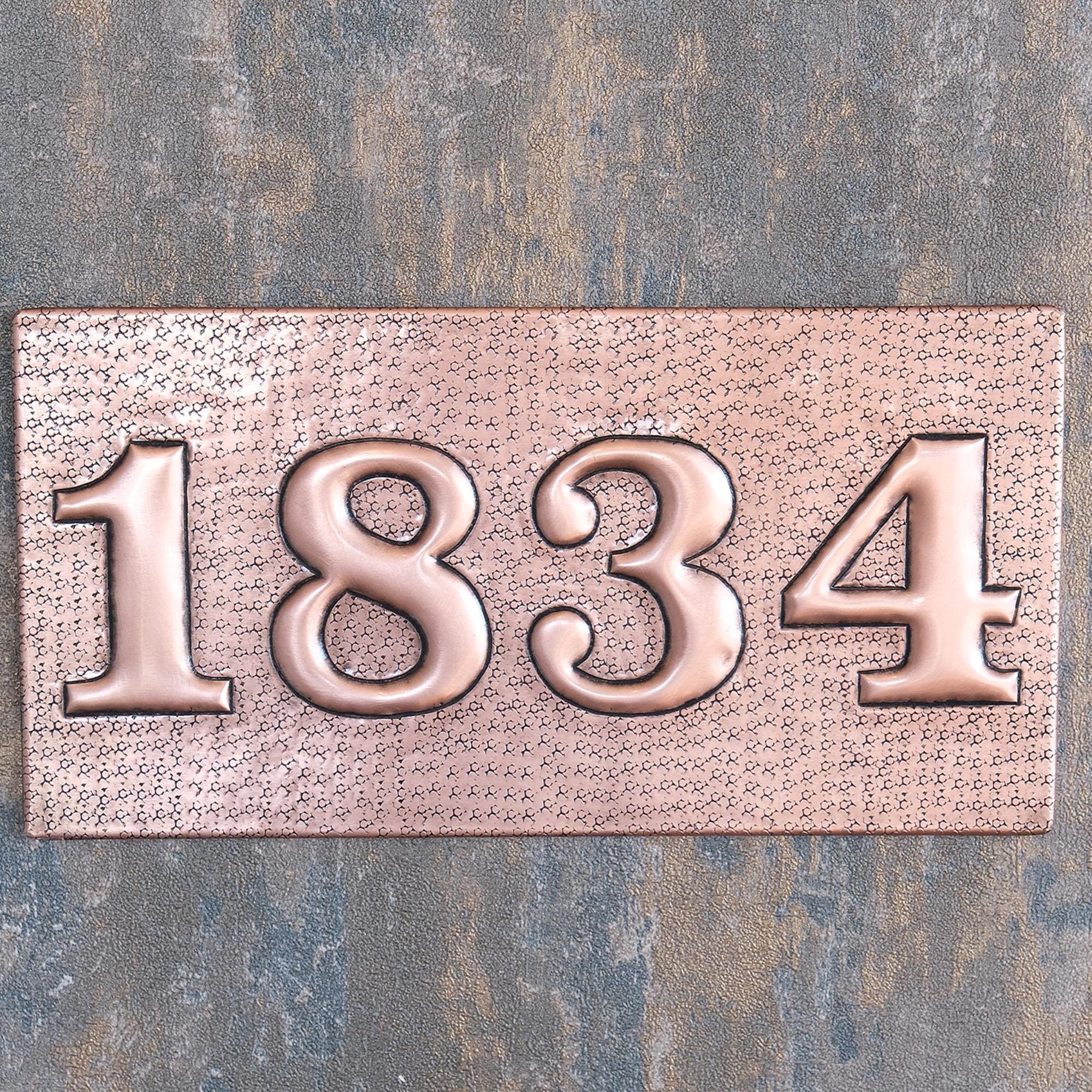 Hand Hammered Copper Address Plaque, Modern House Numbers Sign