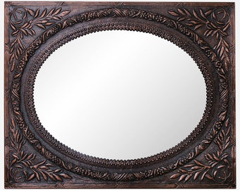 Wall Mounted Copper Mirror, Custom Copper Mirror for Home, Rustic Wall Mirror, Victorian Mirror Decor, Large Mirror, Vintage Bathroom Mirror