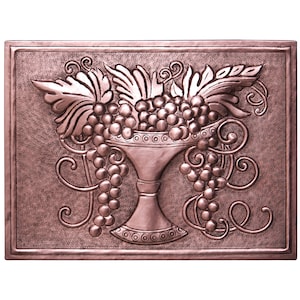Hand Hammered Copper Art Tile: Tuscan Grapes Kitchen Backsplash