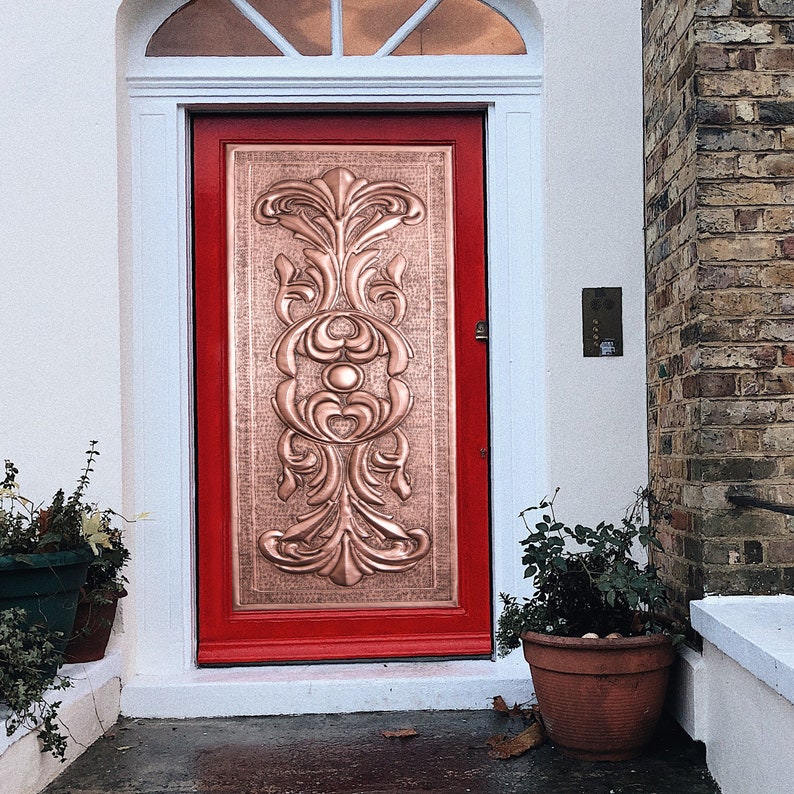 Decorative Door Cladding Panel, Copper Door Decor, Door Art, Front Door Decor, Interior Panel Door Art, Interior and Exterior Door Cladding image 9
