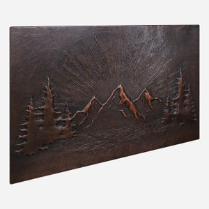 Rising Sun Behind the Mountains Nature Scene Copper Wall Art, Copper ...