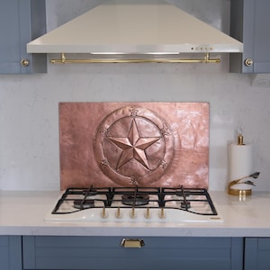 Handmade Copper Texas Star Wall Decor: Kitchen Backsplash Mural