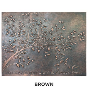 Tree Branches With Leaves Large Rectangular Copper Wall Art, Tree Branches Copper Kitchen Backsplash Tile Mural, Handmade Copper Artwork image 3