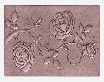 Copper Backsplash Cover- Handcrafted Floral Metal Wall Art for Kitchen & Home - Romantic Roses, Elegant, Timeless Decor