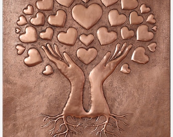 Backsplash Behind Oven - 20"x20" Copper - Praying Hands with Hearts