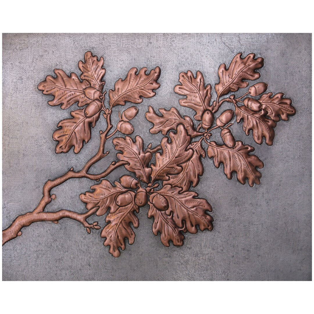 Oak Tree Branches With Acorns Wall Art, Oak Leaves Wall Art, Oak Leaves