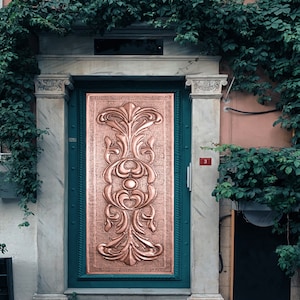 Decorative Door Cladding Panel, Copper Door Decor, Door Art, Front Door Decor, Interior Panel Door Art, Interior and Exterior Door Cladding image 5