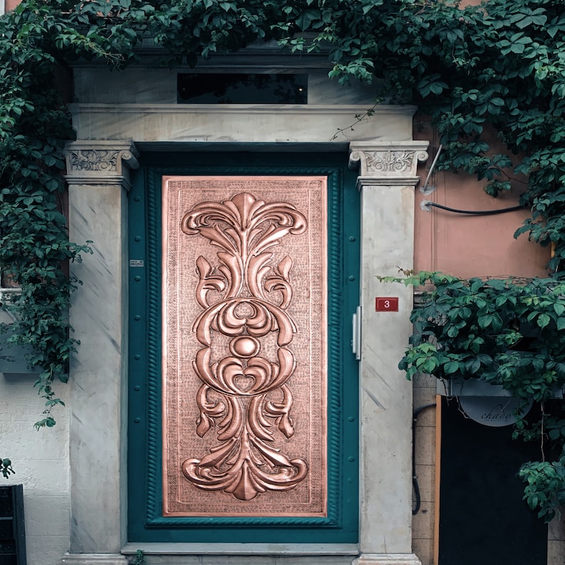 Decorative Door Cladding Panel, Copper Door Decor, Door Art, Front Door Decor, Interior Panel Door Art, Interior and Exterior Door Cladding image 5