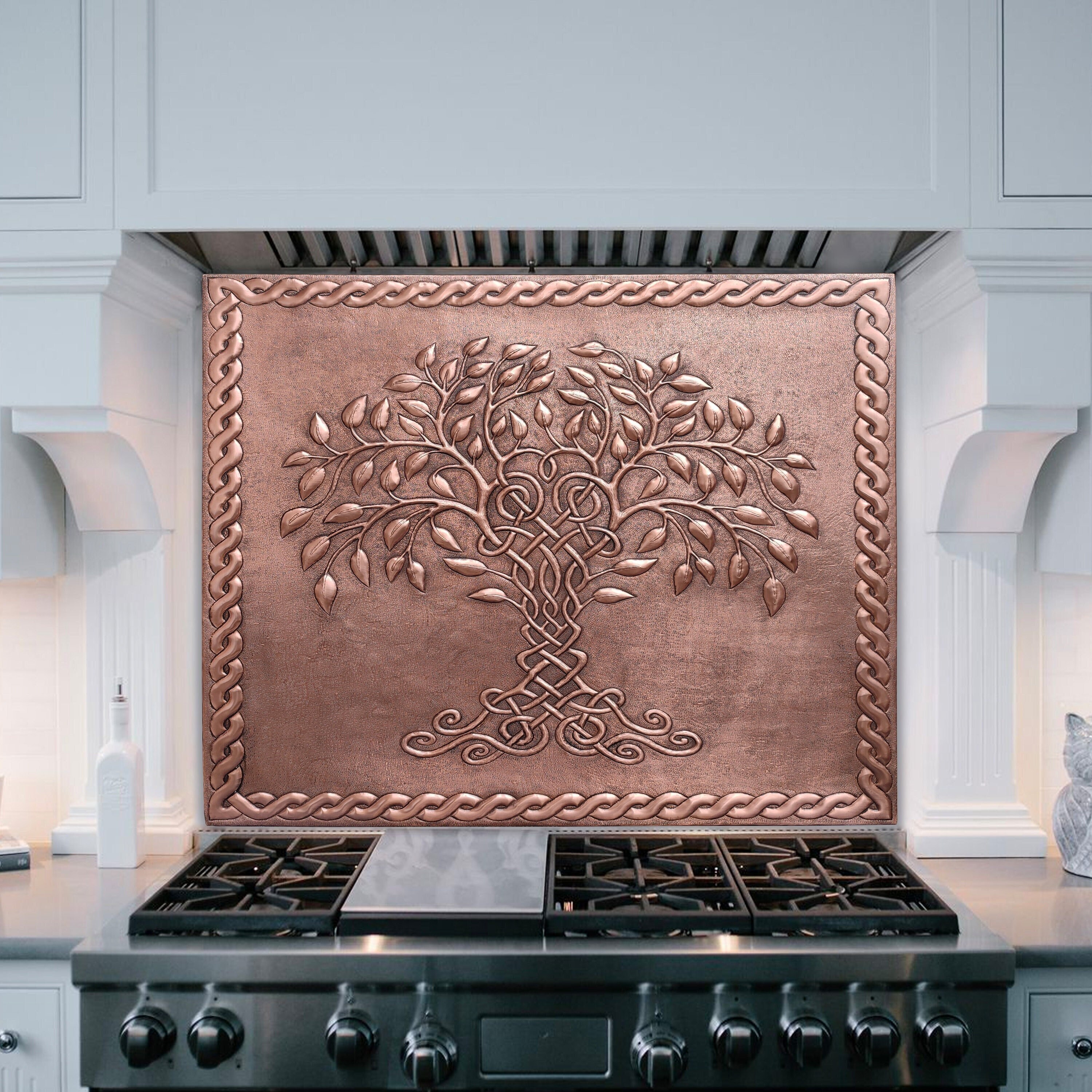 Hand Hammered Copper Tree Of Life Kitchen Backsplash - Celtic Knots Wall Art