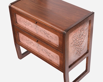 Copper Nightstand with 2 Drawers - Stylish Organizational Furniture