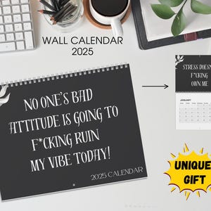 Funny 2025 Wall Calendar Office Work Humor Gifts Coworkers Manager Friend Swear Demotivational Affirmations Calendar White Elephant Gag Gift