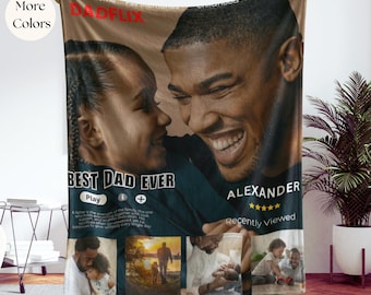 Dadflix Collage Blanket Custom Photo Blanket for Dad Stepdad or Bonus Dad Funny Netflix-Inspired Throw Father’s Day Gift from Kids dad gift