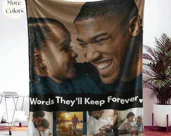 Custom Text Blanket for Dad Personalized Throw with Your Words Gift for Father’s Day Birthday Custom Text Blanket with text photo collage