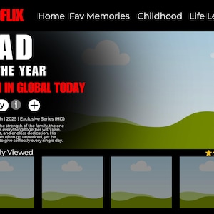 Modelo de colagem de fotos de pai, layout editável do Canva para download digital personalizado, design estilo Netflix, layout editável para o dia dos pais