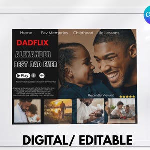 Redigerbar Canva-mall för pappa Rolig digital fars dag-present från barn Anpassningsbar fars dag-present direkt nedladdning med foton och digital text bild 5