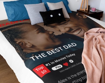 Personalized Dad Blanket with Photos Custom Throw from Kids Best Dad Memory Collage Blanket from Kids for Birthday Christmas Father’s Day