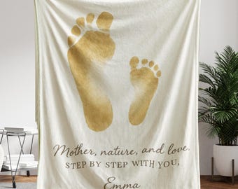 Bonus Dad Footprint Blanket Personalized Stepdad Gift from Daughter or Son “You Stepped In” Quote Father’s Day Throw Blanket unique gift