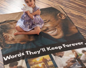 Personalized Blanket with Your Words for dad Custom Message Throw Gift for Dad Husband or Grandpa Cozy Fleece Blanket for Father’s Day