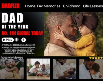 Dadflix Canva-mall Redigerbar för pappa, styvpappa eller fars dag-design Anpassad Netflix-present – Utskrivbart fotokollage för pappa-mall
