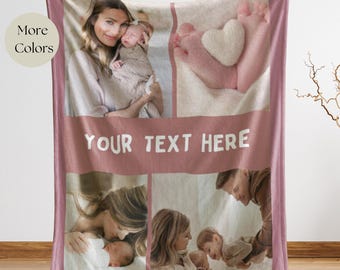 Custom Photo Blanket for new mom 2025, Personalized Picture Trow for new mom, mom to be gift Blanket with Photo and Text, pregnancy present.