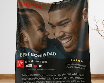Personalized Bonus Dad Blanket Cozy Gift for Stepdad from Stepkids Heartfelt Father's Day or Birthday Present throw blanket for fathers day