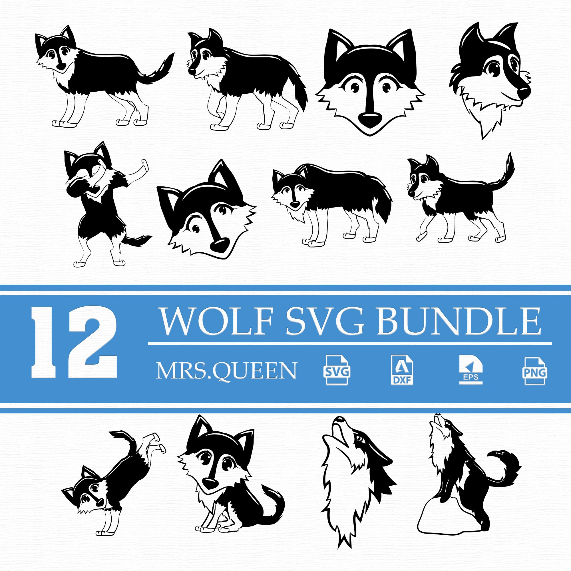 Wolf bundle Wolf pack svg PNG DXF EPS. Cute Wolf Baby | Etsy