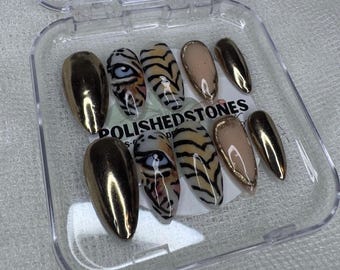 Uñas postizas hechas a mano - Talla mediana (Fierce)