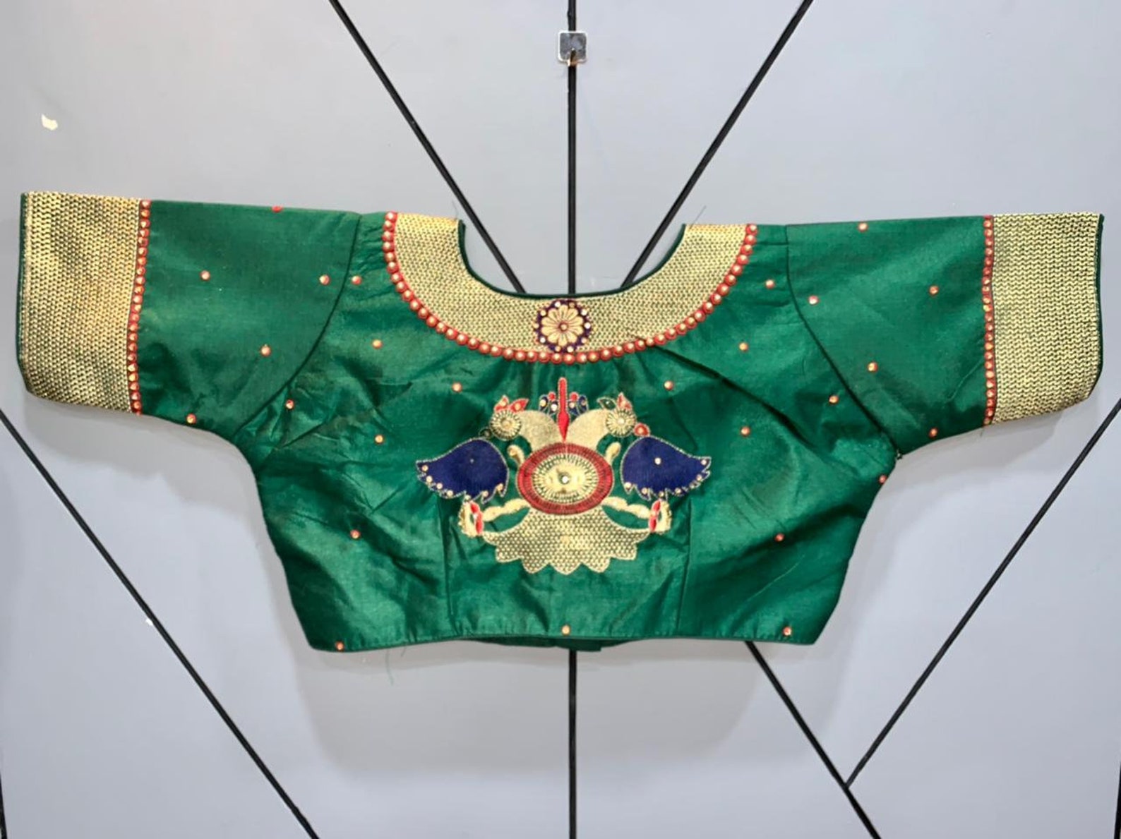 Fabulous work of Jari Embroidery on neck and Sleeves blouse Etsy