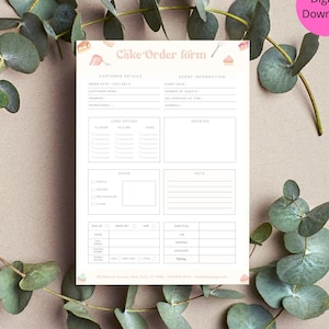 Cake Order Form Editable, Bakery Order Form Printable, Small Business Forms, Business Templates, Cookie Order Form,