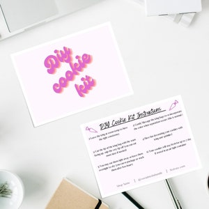 DIY Cookie Kit Instruction Card Template - Cookie Care Card - Cookie Kit - Baking Form - Baking Business - Cookie Business