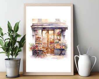 French bakery Print, Parisian Cafe Print, Bakery Art Print, Bakery Wall Art, Paris Wall Decor , Pastry Wall Art, Boulangerie,